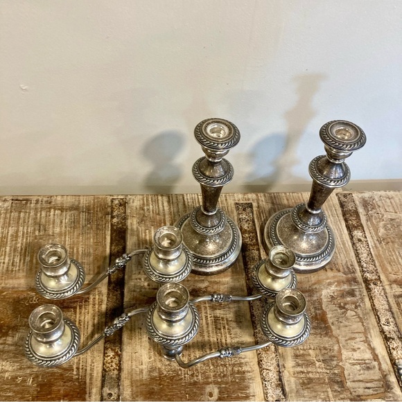 Vintage Pair Sol Goldfeder George III Sheffield Silver Plated Candelabra 19" - Picture 5 of 16